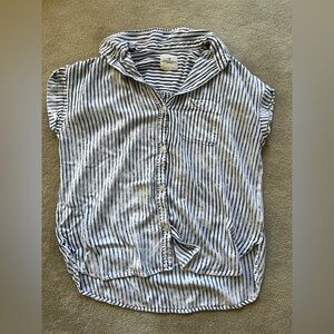 American Eagle Outfitters Navy and White Striped Shirt